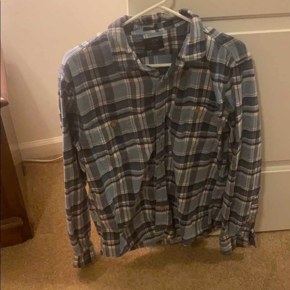 J Crew Men’s Flannel Large Blue